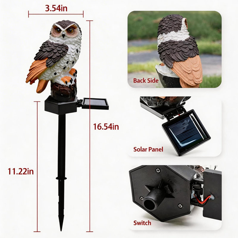 新品 未使用 owl outdoor ブラックデザイン ツリー&砧板 セット Solar Garden Statue Owl Figurine，Outdoor Garden Decor with Solar